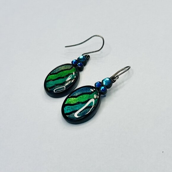 Chico's Earrings ~ Blue and Green Glass - Picture 2 of 5